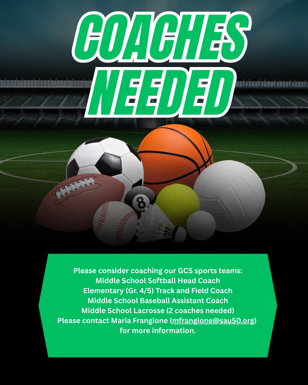 GCS Spring Sports Coaches Needed